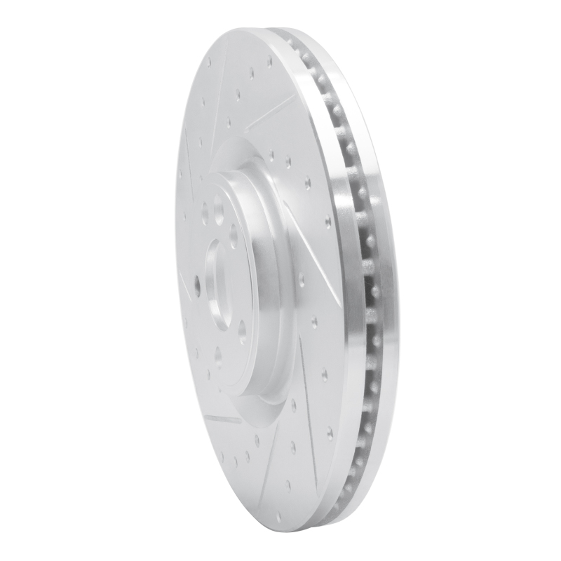 Jaguar E-Pace Brake Rotor (1) - Front Left - R1 Concepts - Drilled & Slotted - Silver - `18-`20